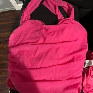 Vibrant Pink Ruched Top and skirt